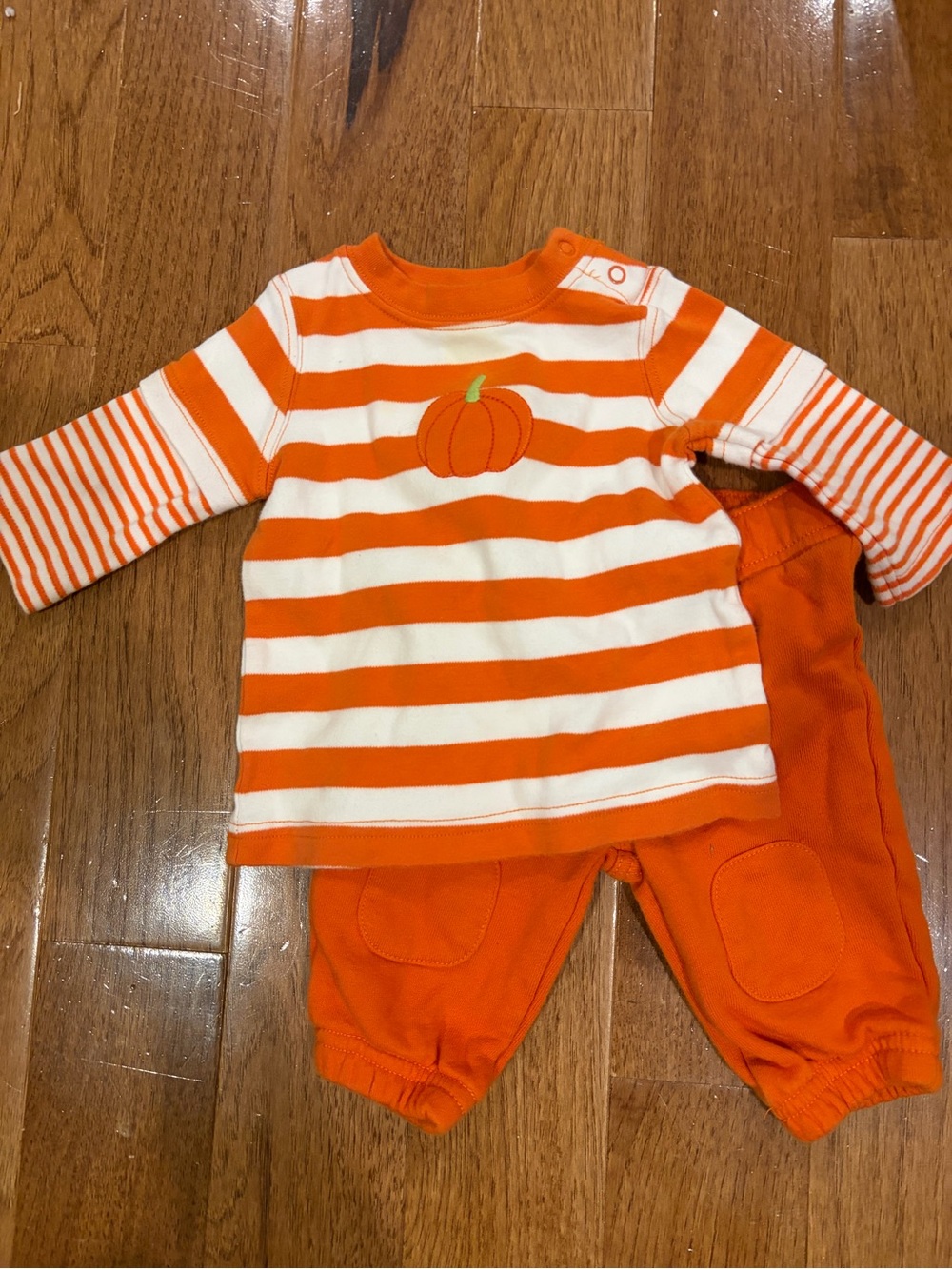 Gymboree Orange and White Striped Pumpkin Top and Orange Pants Set 0-3 months